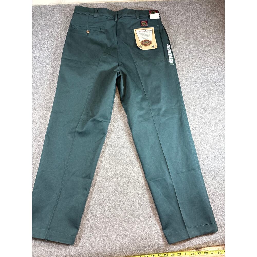 Duxbak Wrinkle Resistant Pleated Trousers Pants Mens 38x30 Green Slacks NWT